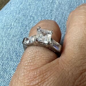 Princess Cut CZ Three Stone Ring Size 6 #613